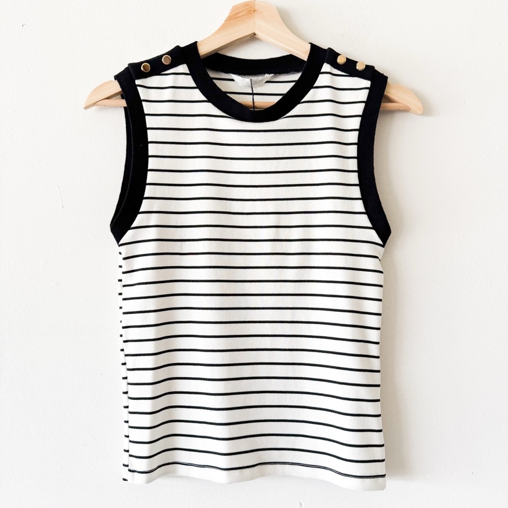 Zara Striped‎ Sleeveless Top - Black and White Size Small